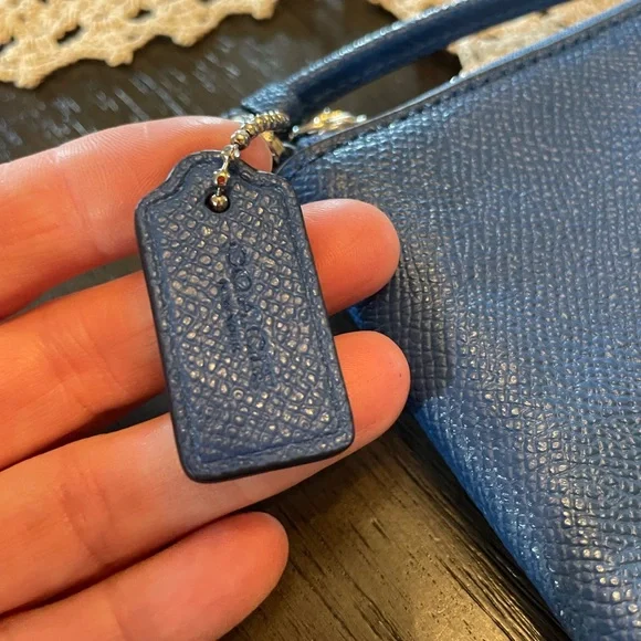 Coach Corner Zip Wristlet in a blue color - Picture 3 of 7